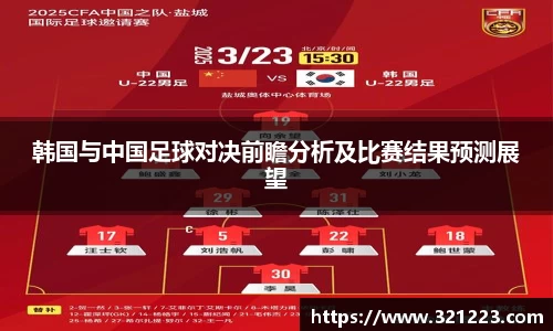 韩国与中国足球对决前瞻分析及比赛结果预测展望